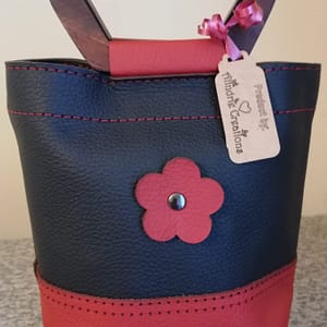 Red and black handbag