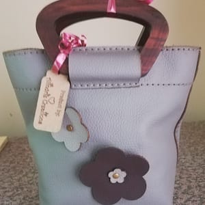 Grey and brown handbag