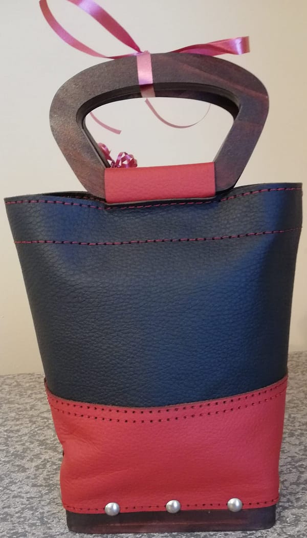 Red and black handbag