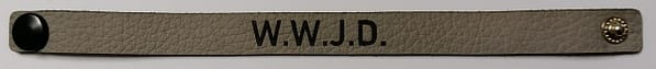 WWJD leather bracelet grey