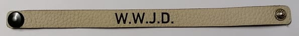 WWJD leather bracelet ivory